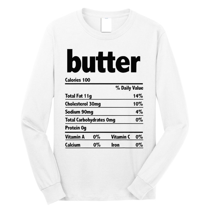 Thanksgiving Xmas Costume Nutrition Facts Butter Long Sleeve Shirt