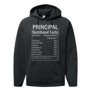 Thanksgiving Xmas Funny Principal Nutritional Facts Labels Performance Fleece Hoodie