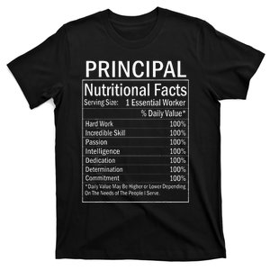 Thanksgiving Xmas Funny Principal Nutritional Facts Labels T-Shirt