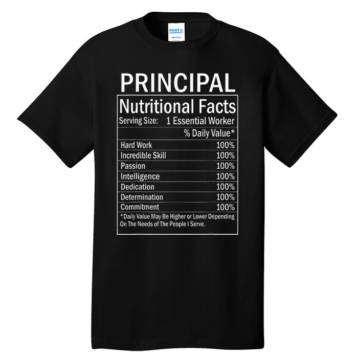 Thanksgiving Xmas Funny Principal Nutritional Facts Labels Tall T-Shirt