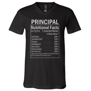 Thanksgiving Xmas Funny Principal Nutritional Facts Labels V-Neck T-Shirt