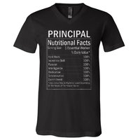 Thanksgiving Xmas Funny Principal Nutritional Facts Labels V-Neck T-Shirt