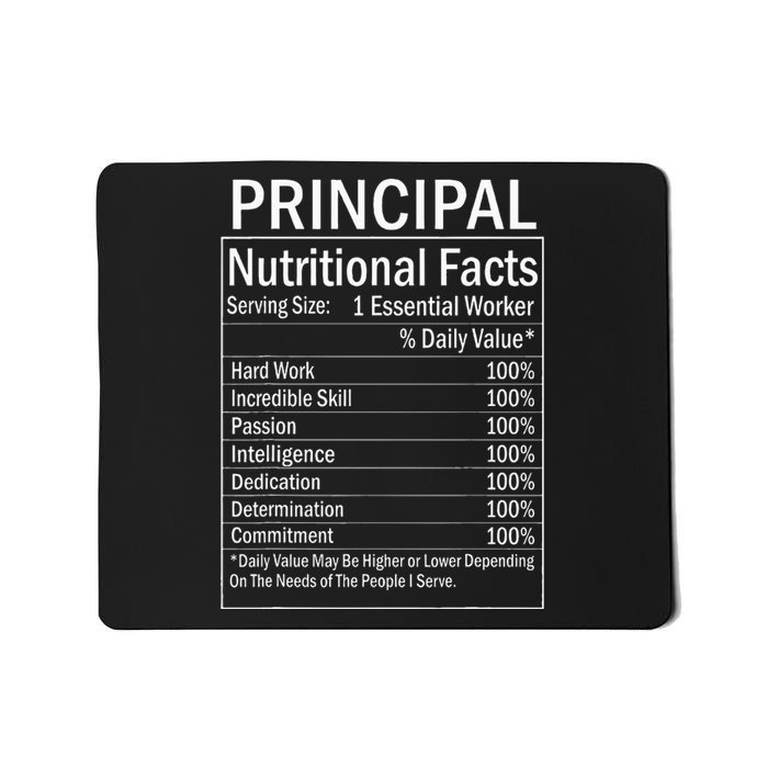 Thanksgiving Xmas Funny Principal Nutritional Facts Labels Mousepad