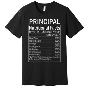 Thanksgiving Xmas Funny Principal Nutritional Facts Labels Premium T-Shirt