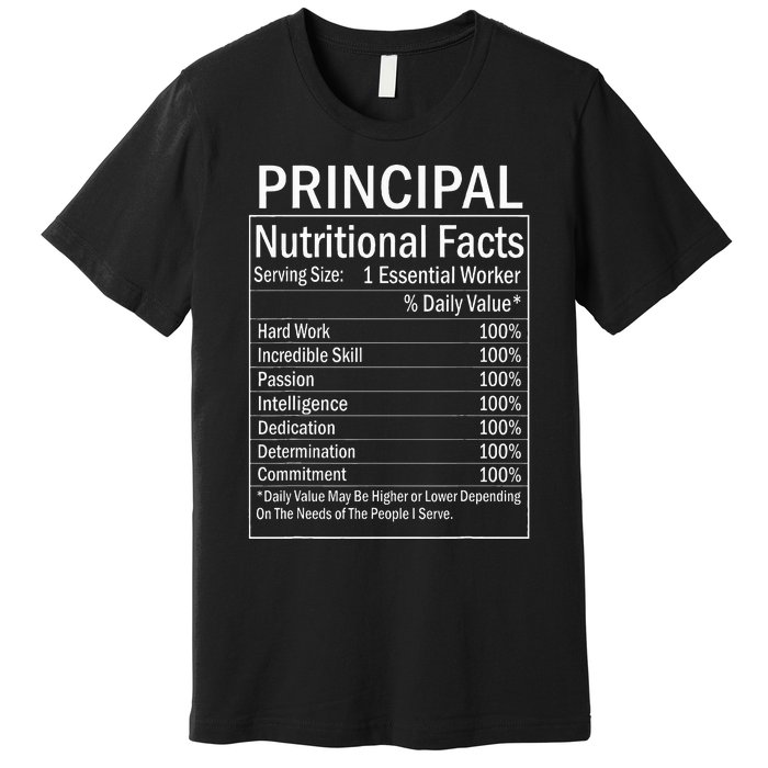 Thanksgiving Xmas Funny Principal Nutritional Facts Labels Premium T-Shirt