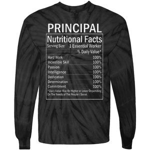 Thanksgiving Xmas Funny Principal Nutritional Facts Labels Tie-Dye Long Sleeve Shirt