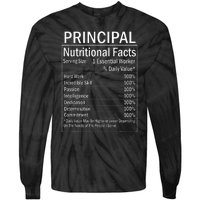 Thanksgiving Xmas Funny Principal Nutritional Facts Labels Tie-Dye Long Sleeve Shirt