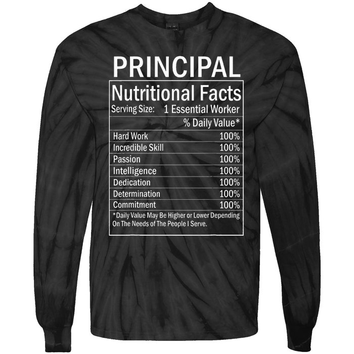 Thanksgiving Xmas Funny Principal Nutritional Facts Labels Tie-Dye Long Sleeve Shirt