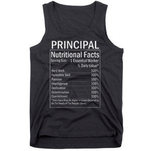 Thanksgiving Xmas Funny Principal Nutritional Facts Labels Tank Top