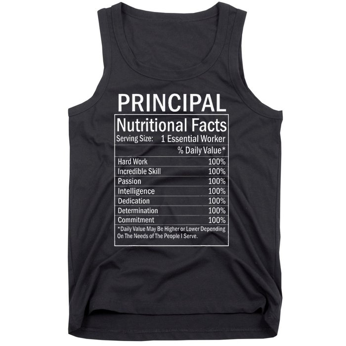 Thanksgiving Xmas Funny Principal Nutritional Facts Labels Tank Top