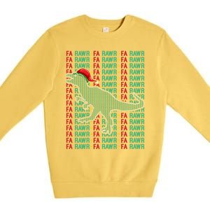 Trex Xmas Gift Fa Ra Rawr Dinosaur Ugly Christmas Sweater Gift Premium Crewneck Sweatshirt