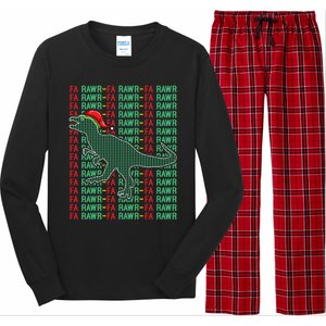 Trex Xmas Gift Fa Ra Rawr Dinosaur Ugly Christmas Sweater Gift Long Sleeve Pajama Set