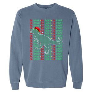 Trex Xmas Gift Fa Ra Rawr Dinosaur Ugly Christmas Sweater Gift Garment-Dyed Sweatshirt