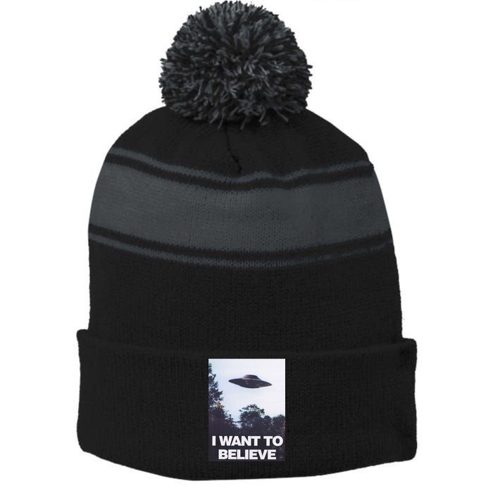 The Xfiles I Want To Believe Stripe Pom Pom Beanie