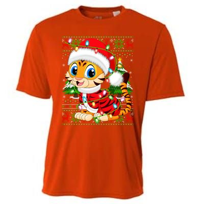 Tiger Xmas Style Ugly Santa Tiger Christmas Cool Gift Cooling Performance Crew T-Shirt