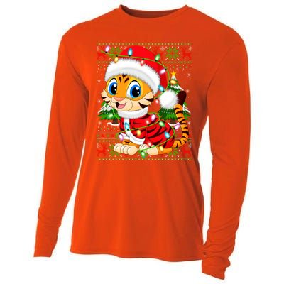 Tiger Xmas Style Ugly Santa Tiger Christmas Cool Gift Cooling Performance Long Sleeve Crew