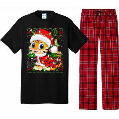 Tiger Xmas Style Ugly Santa Tiger Christmas Cool Gift Pajama Set