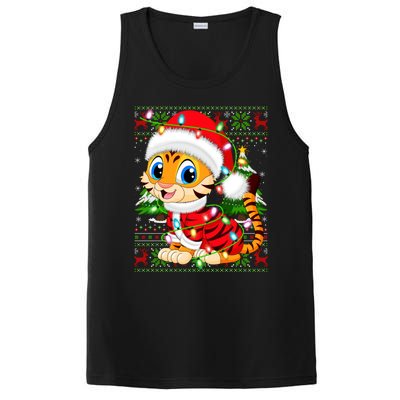 Tiger Xmas Style Ugly Santa Tiger Christmas Cool Gift PosiCharge Competitor Tank