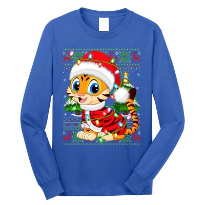 Tiger Xmas Style Ugly Santa Tiger Christmas Cool Gift Long Sleeve Shirt