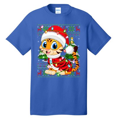 Tiger Xmas Style Ugly Santa Tiger Christmas Cool Gift Tall T-Shirt