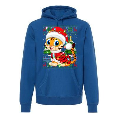 Tiger Xmas Style Ugly Santa Tiger Christmas Cool Gift Premium Hoodie