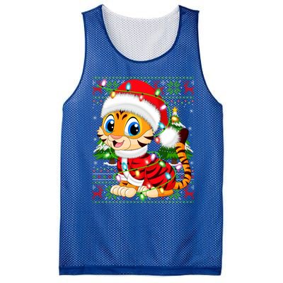 Tiger Xmas Style Ugly Santa Tiger Christmas Cool Gift Mesh Reversible Basketball Jersey Tank