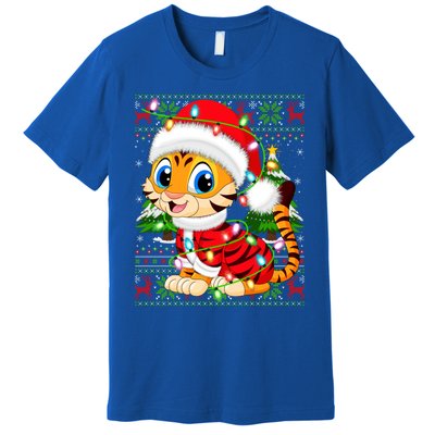 Tiger Xmas Style Ugly Santa Tiger Christmas Cool Gift Premium T-Shirt