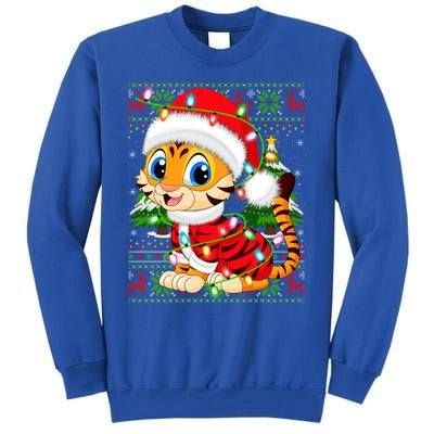 Tiger Xmas Style Ugly Santa Tiger Christmas Cool Gift Tall Sweatshirt