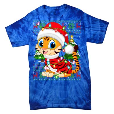 Tiger Xmas Style Ugly Santa Tiger Christmas Cool Gift Tie-Dye T-Shirt