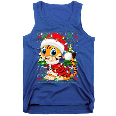 Tiger Xmas Style Ugly Santa Tiger Christmas Cool Gift Tank Top