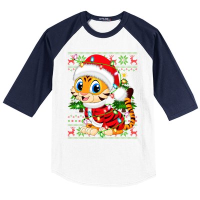 Tiger Xmas Style Ugly Santa Tiger Christmas Cool Gift Baseball Sleeve Shirt