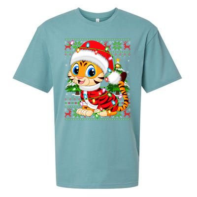 Tiger Xmas Style Ugly Santa Tiger Christmas Cool Gift Sueded Cloud Jersey T-Shirt