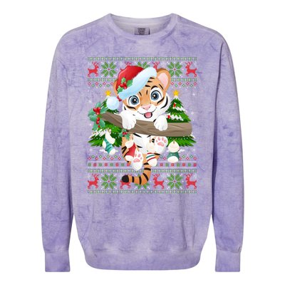 Tiger Xmas Style Ugly Santa Tiger Christmas Gift Colorblast Crewneck Sweatshirt