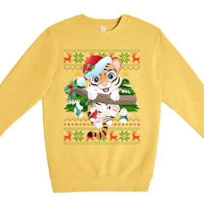 Tiger Xmas Style Ugly Santa Tiger Christmas Gift Premium Crewneck Sweatshirt