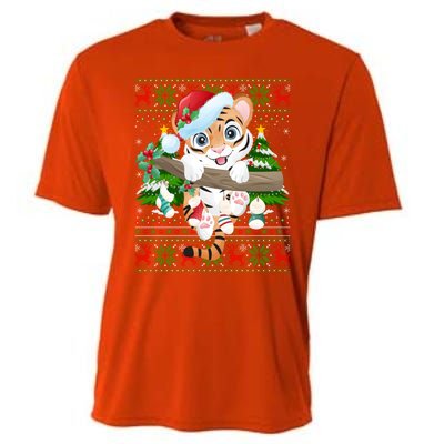 Tiger Xmas Style Ugly Santa Tiger Christmas Gift Cooling Performance Crew T-Shirt