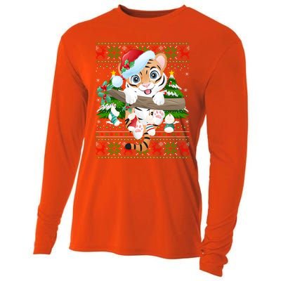 Tiger Xmas Style Ugly Santa Tiger Christmas Gift Cooling Performance Long Sleeve Crew