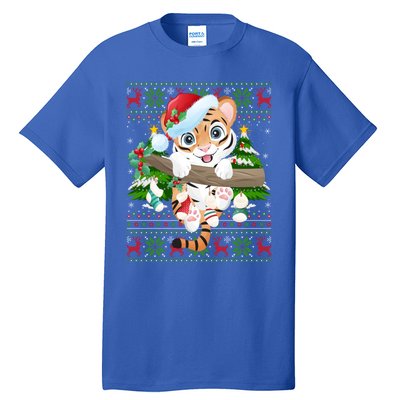 Tiger Xmas Style Ugly Santa Tiger Christmas Gift Tall T-Shirt