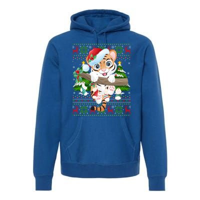 Tiger Xmas Style Ugly Santa Tiger Christmas Gift Premium Hoodie