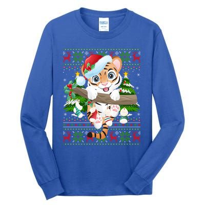 Tiger Xmas Style Ugly Santa Tiger Christmas Gift Tall Long Sleeve T-Shirt