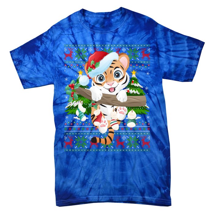 Tiger Xmas Style Ugly Santa Tiger Christmas Gift Tie-Dye T-Shirt