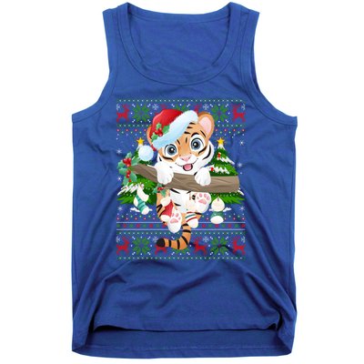 Tiger Xmas Style Ugly Santa Tiger Christmas Gift Tank Top