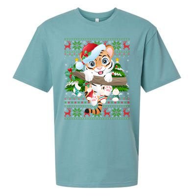 Tiger Xmas Style Ugly Santa Tiger Christmas Gift Sueded Cloud Jersey T-Shirt