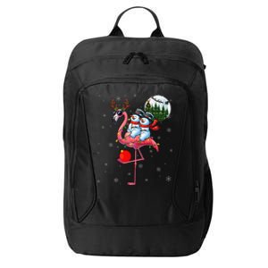 Two Xmas Snowmen Riding Flamingo Reindeer Sunglasses City Backpack