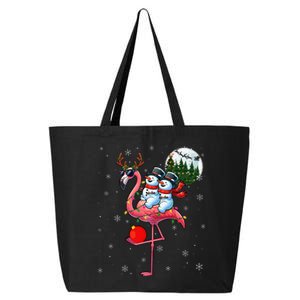 Two Xmas Snowmen Riding Flamingo Reindeer Sunglasses 25L Jumbo Tote