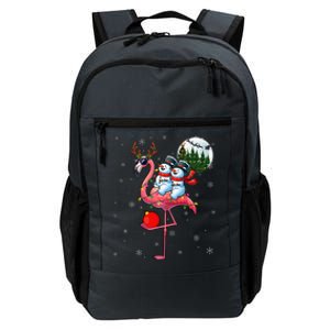 Two Xmas Snowmen Riding Flamingo Reindeer Sunglasses Daily Commute Backpack