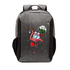 Two Xmas Snowmen Riding Flamingo Reindeer Sunglasses Vector Backpack