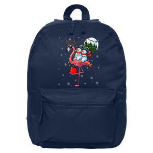 Two Xmas Snowmen Riding Flamingo Reindeer Sunglasses 16 in Basic Backpack