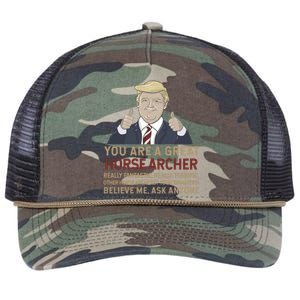 Trump You Are A Great Great Horse Archer Gift Retro Rope Trucker Hat Cap