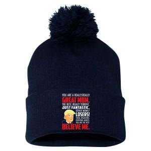 Trump You Are A Really Really Great Mom Pom Pom 12in Knit Beanie