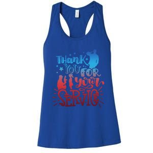 Thank You Army Cool Gift Memorial Day Partiotic Military Veteran Funny Gift Women's Racerback Tank